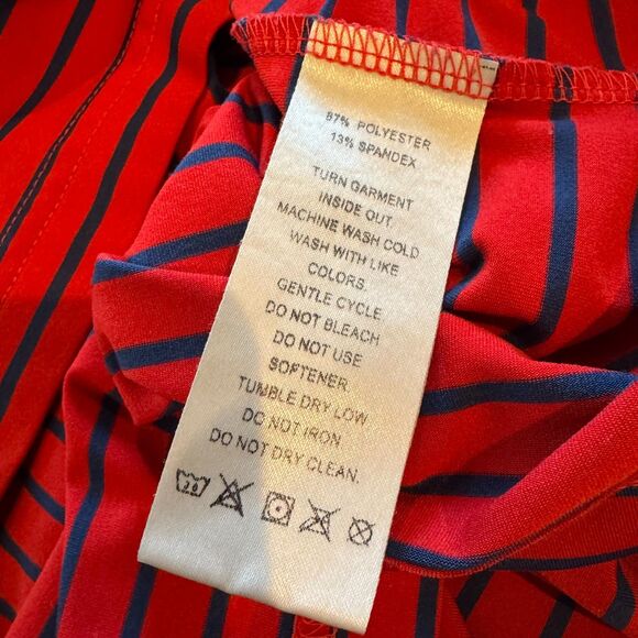 Perlis Crawfish Classic Fit Performance Polo Red & Navy Stripe Size Large - Picture 8 of 8